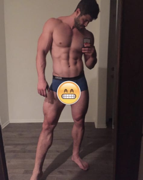 Sometimes he even posts pics like this with emojis covering his dick area.