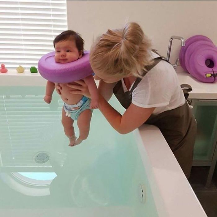 In the water, babies can move freely, which helps them develop muscle and bone strength