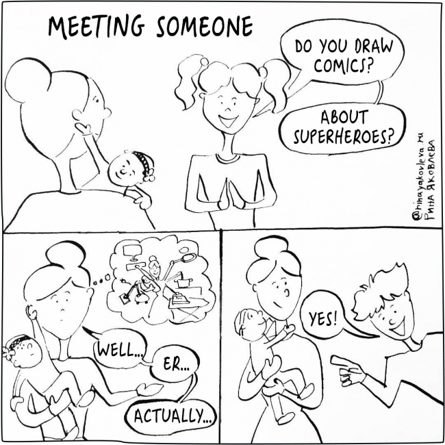 Rina Yakovleva is a mother and a talented cartoonist who knows all the ins and outs of parenting first hand. In her touching and cute comics, she ironically shows the everyday difficulties that young moms and dads have to face.