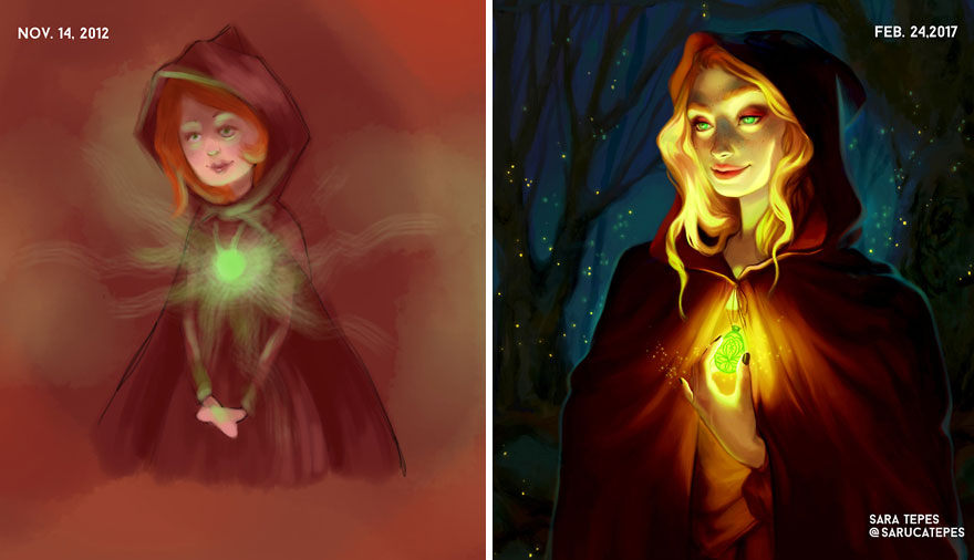 9. I Repainted One Of My First Digital Paintings From 4 And A Half Years Ago By Sara Tepes