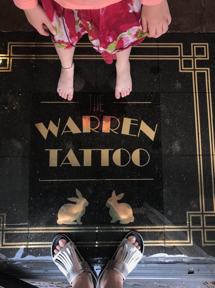 We ventured to The Warren Tattoo on Sunset Blvd for my fresk ink, and we couldn't have picked a better place. Owner and artist Zoey Taylor is a huge Bunny fan (thus, the name of her shop) and so is Dee!