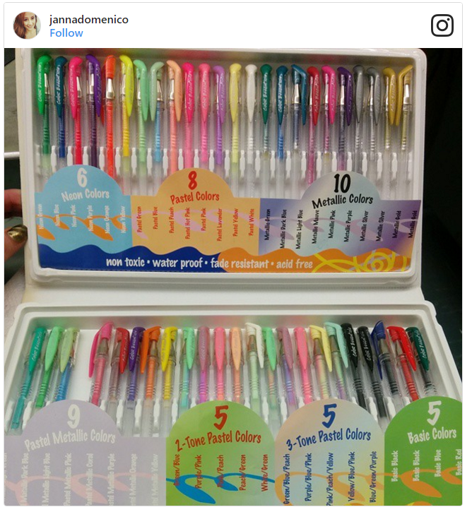 A set of colored gel pens